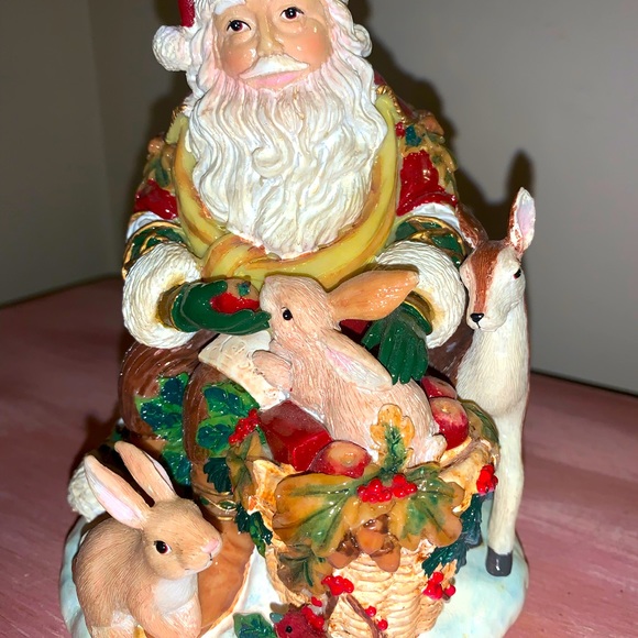 Fitz & Floyd Holiday Solstice Santa Votive Candle Holder Bunnies Christmas RARE - Picture 5 of 9